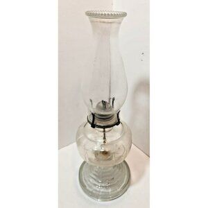 Vintage 1940's Oil/Kerosene Hurricane Clear Lamp with Eagle Burner 17"